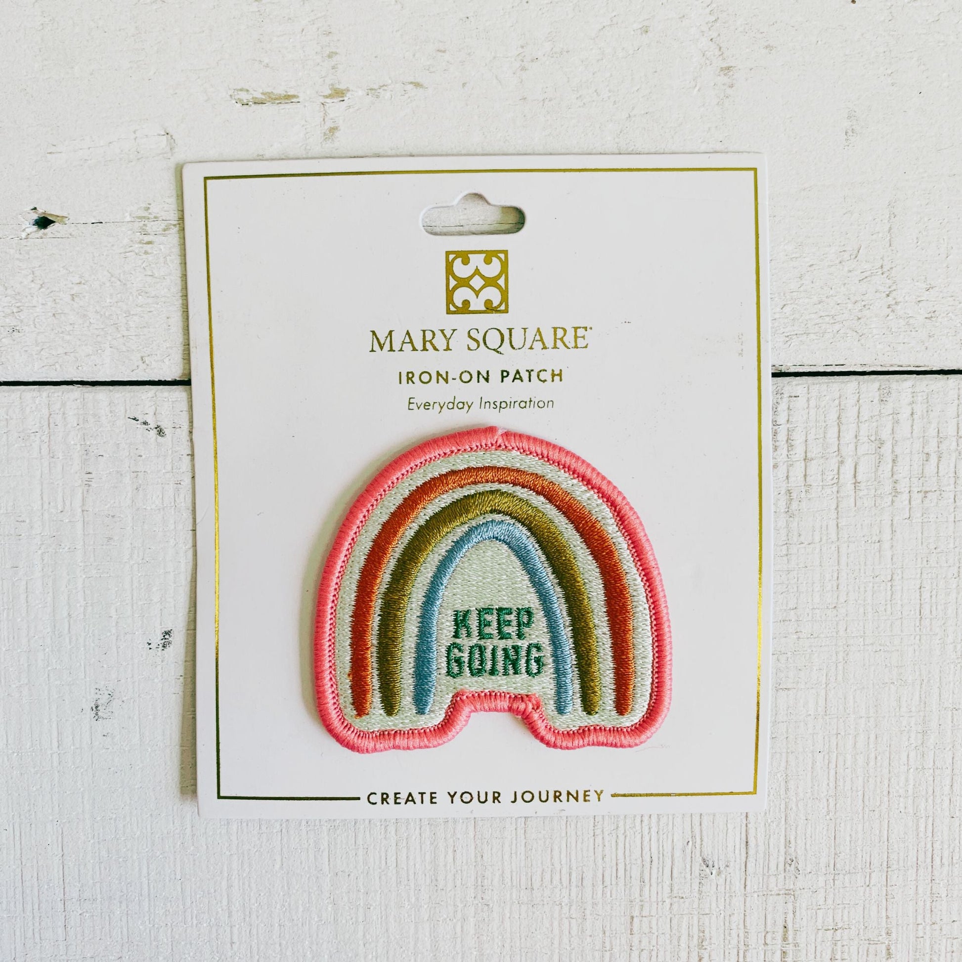 Keep Going Iron-On Patch in Rainbow Design | Embroidered Heat-transfer Patch