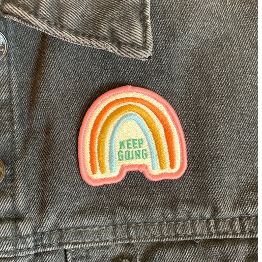 Keep Going Iron-On Patch in Rainbow Design | Embroidered Heat-transfer Patch