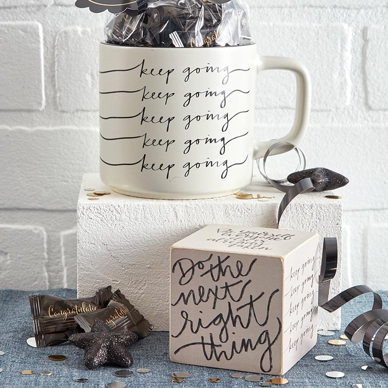 Keep Going Stackable Stoneware Mug | Black Interior Coffee Tea Cup | 14oz