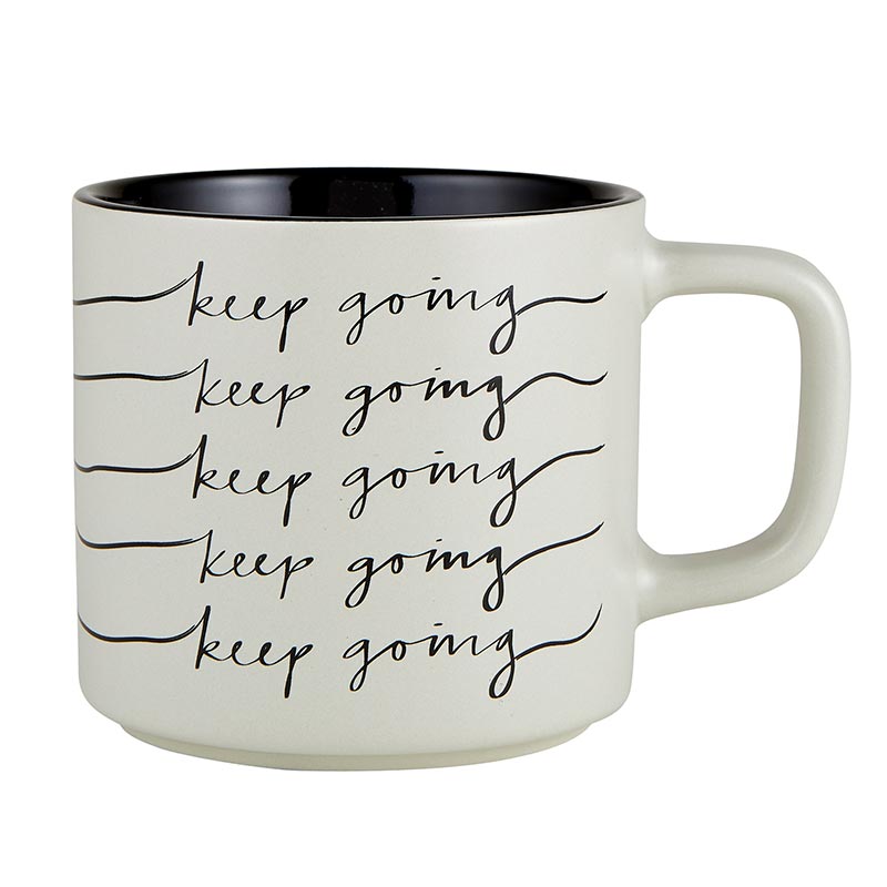 Keep Going Stackable Stoneware Mug | Black Interior Coffee Tea Cup | 14oz