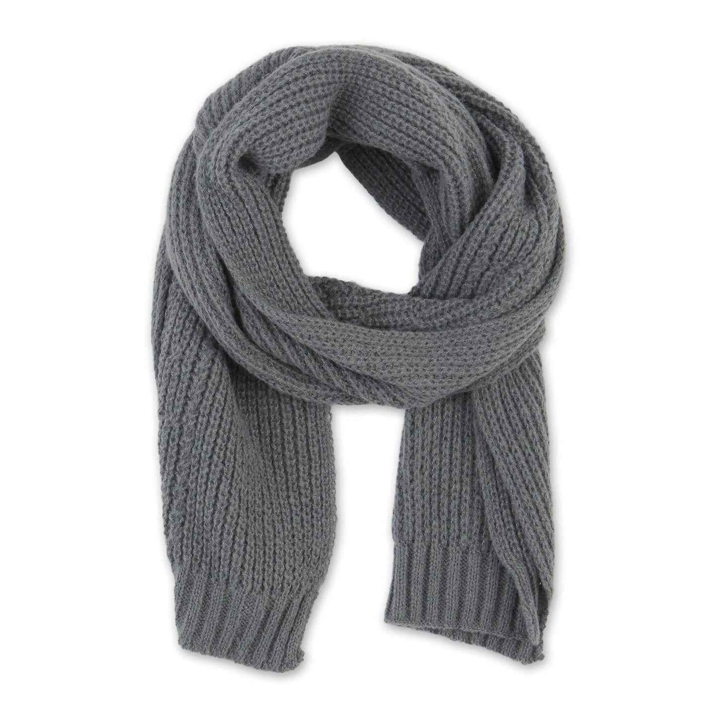 Kenzie Gray Knit Scarf | Mens / Unisex Winter Chunky Knitted Neck Wrap | 59" x 10"