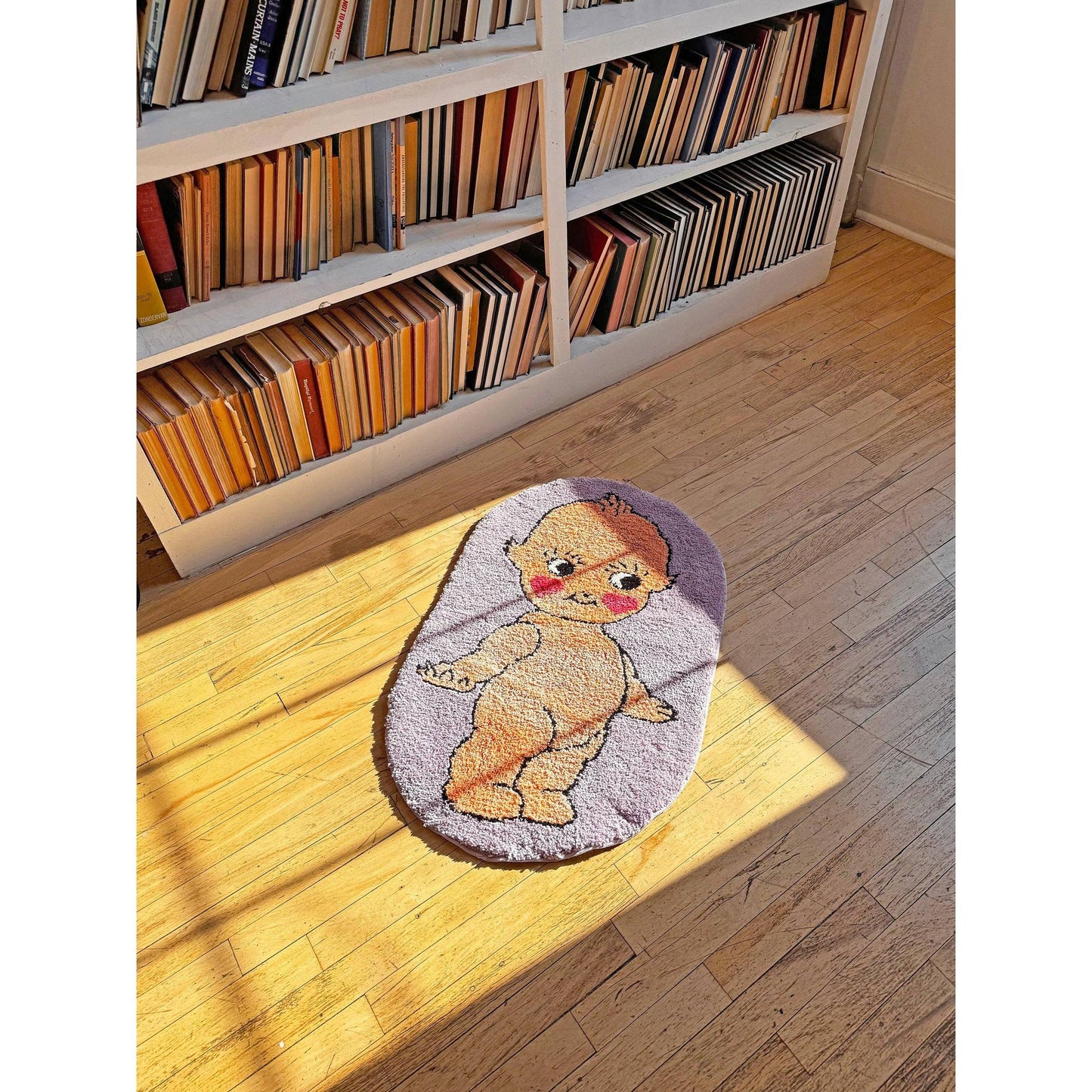 Kewpie Ultrasoft Rug in Toddler Illustration | Slip Resistant Door Mat Nursery Room | 33" x 21"