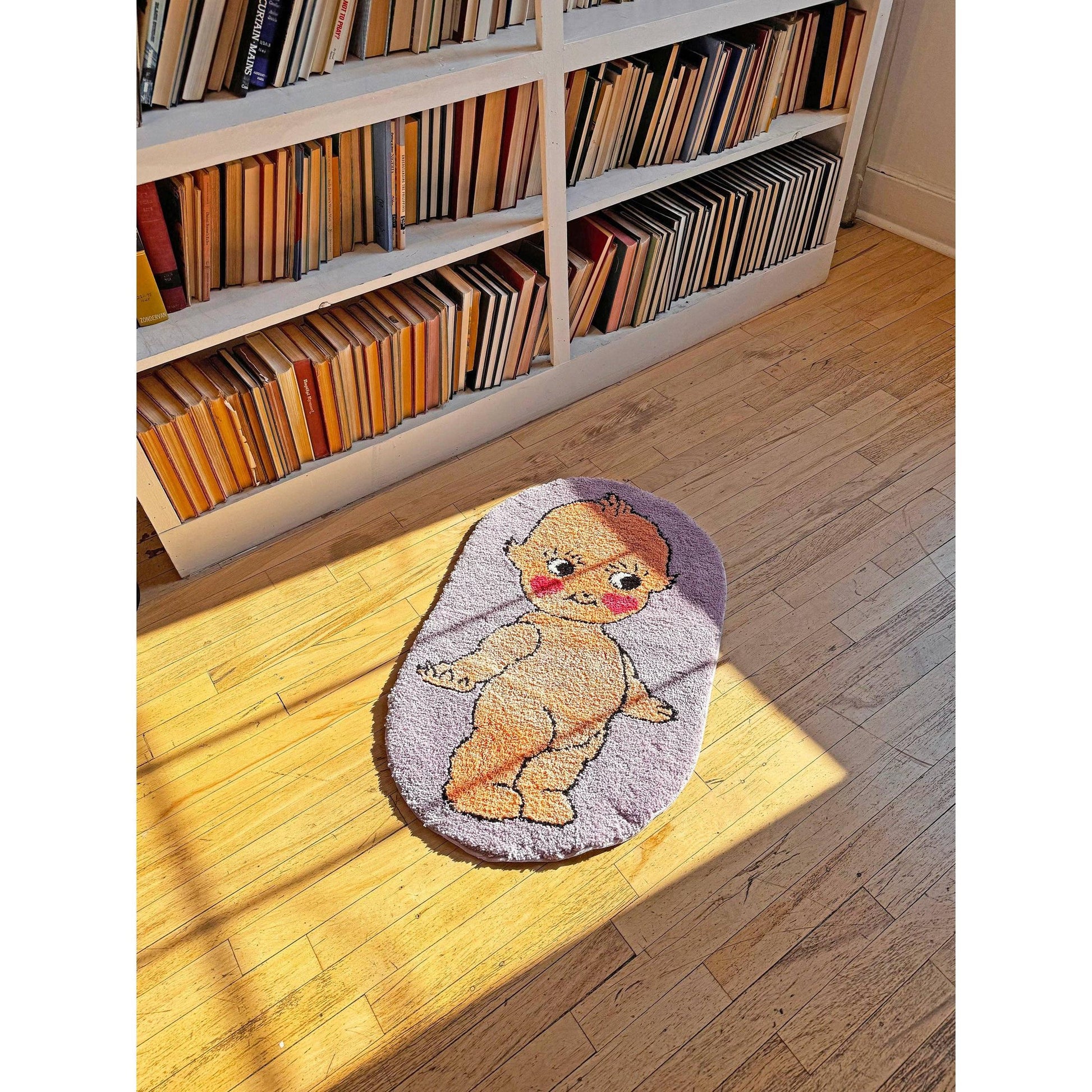 Kewpie Ultrasoft Rug in Toddler Illustration | Slip Resistant Door Mat Nursery Room | 33" x 21"
