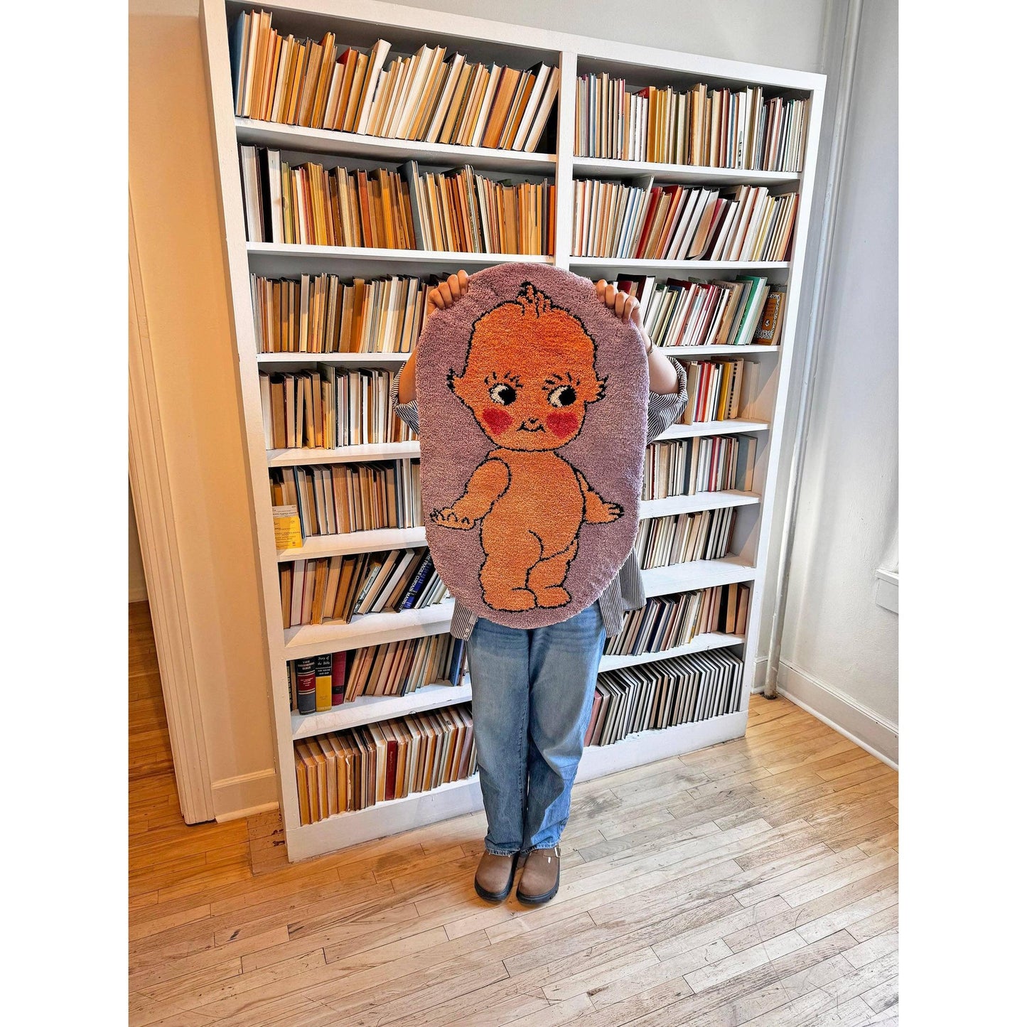 Kewpie Ultrasoft Rug in Toddler Illustration | Slip Resistant Door Mat Nursery Room | 33" x 21"