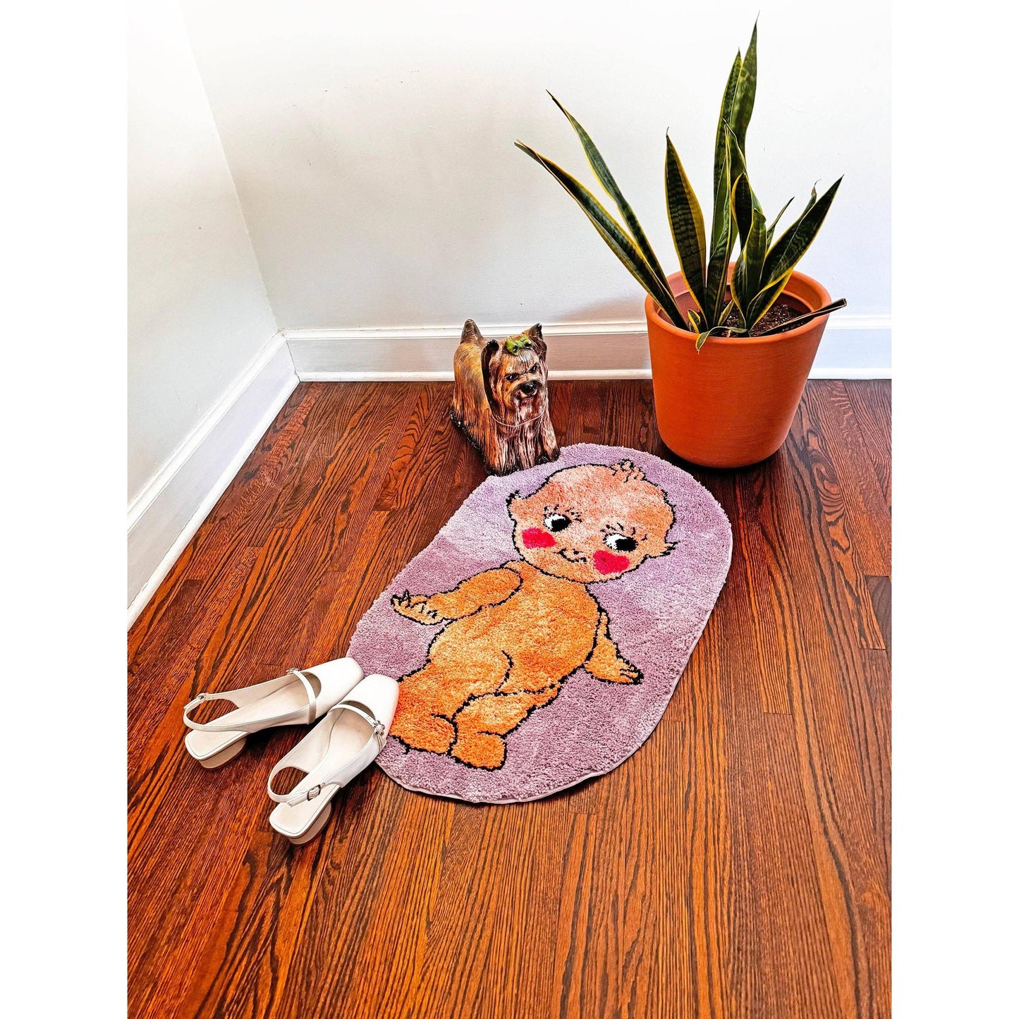 Kewpie Ultrasoft Rug in Toddler Illustration | Slip Resistant Door Mat Nursery Room | 33" x 21"