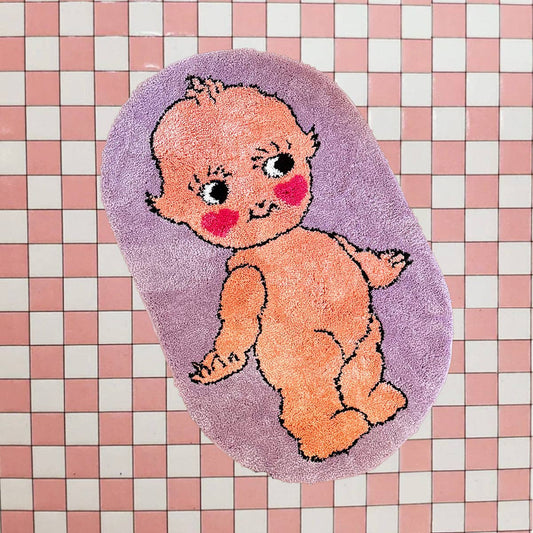 Kewpie Ultrasoft Rug in Toddler Illustration | Slip Resistant Door Mat Nursery Room | 33" x 21"