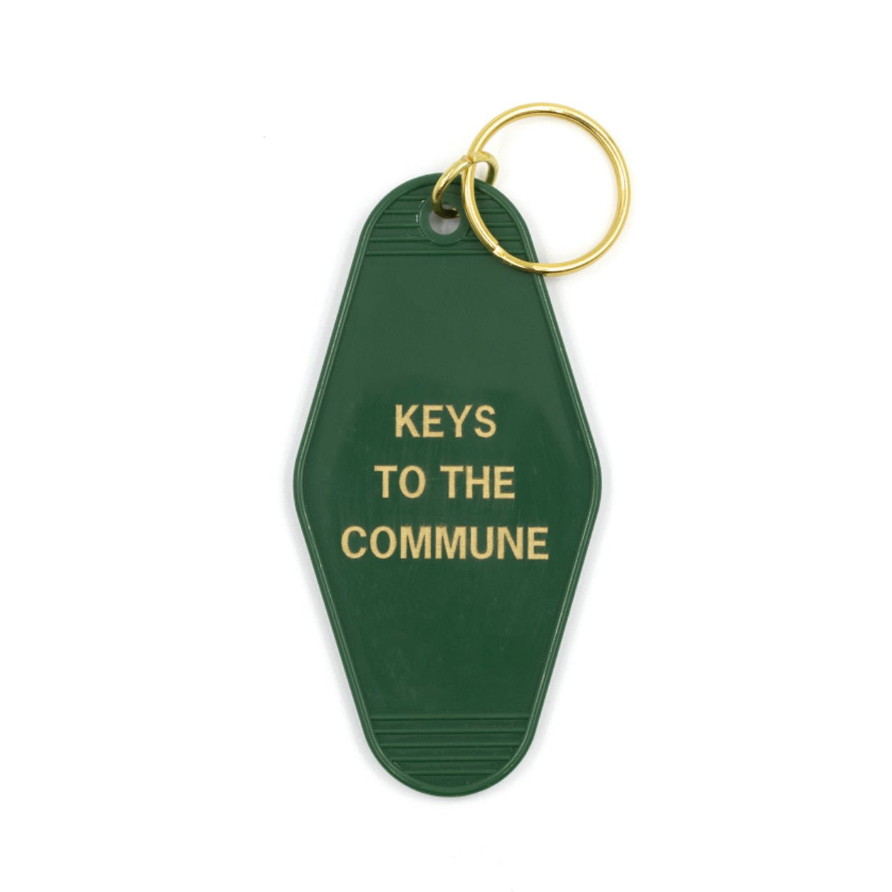 Keys to the Commune Motel Style Keychain in Green and Gold