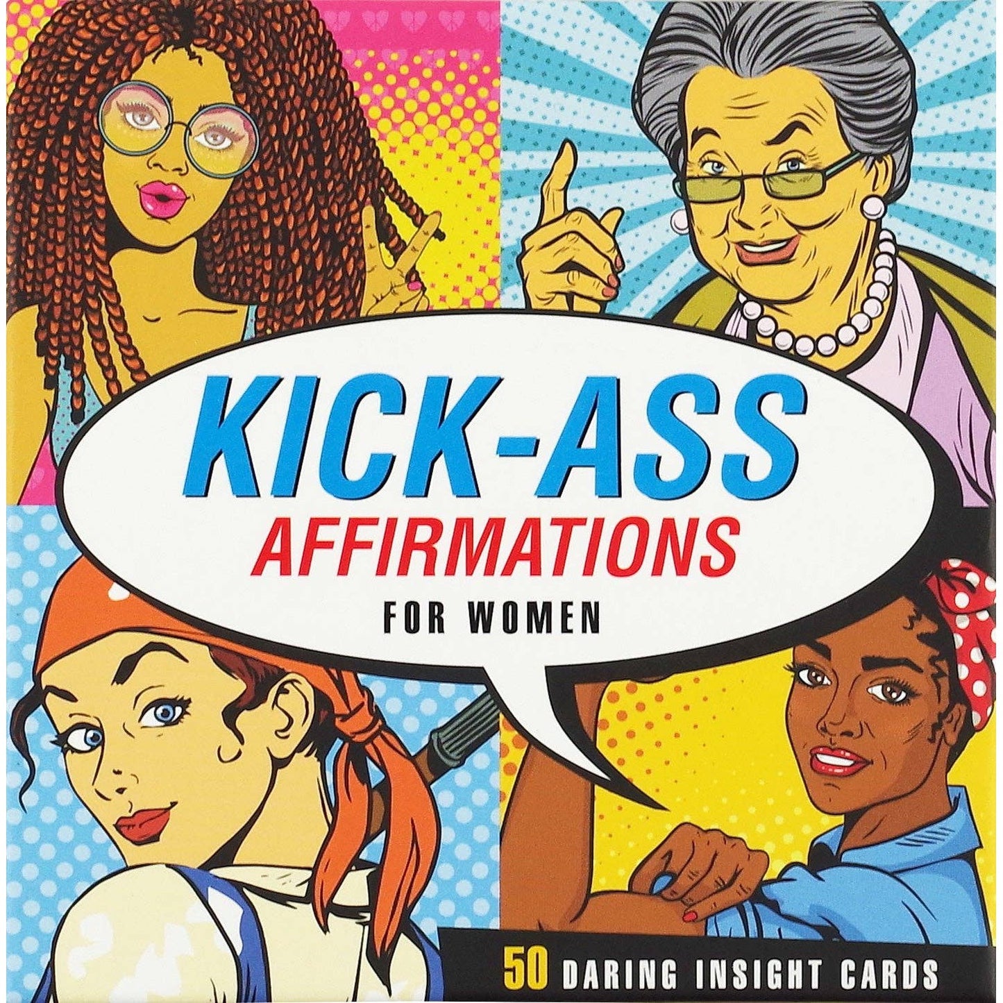 Kick-Ass Affirmations for Women Insight Cards | 50 Unique Notecard in Cartoon-style Characters