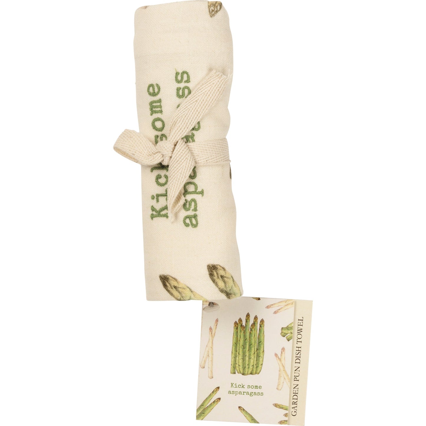 Kick Some Asparagass Dish Cloth Towel | Cotten Linen Novelty Tea Towel | Embroidered Text | 18" x 28"