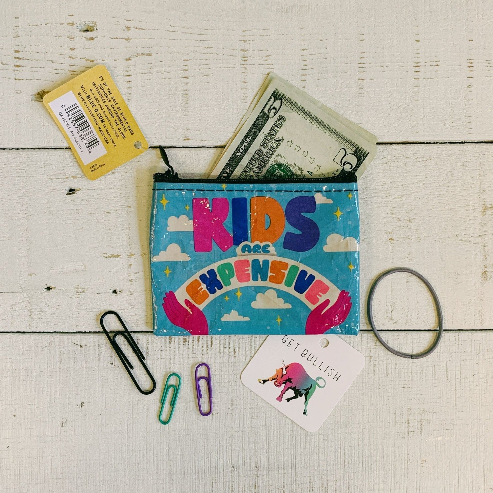 Kids Are Expensive Recycled Material Mini Zipper Coin Purse