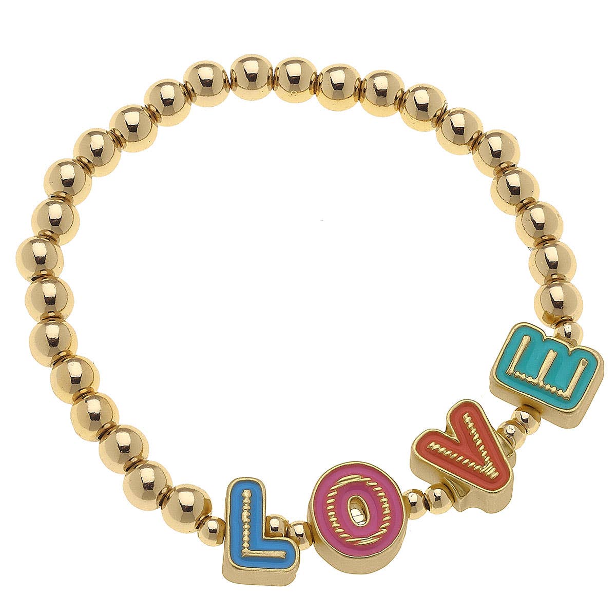 Kids Stretch Bracelet in Multicolor | 3 Choices Charm Letter Word Phrases