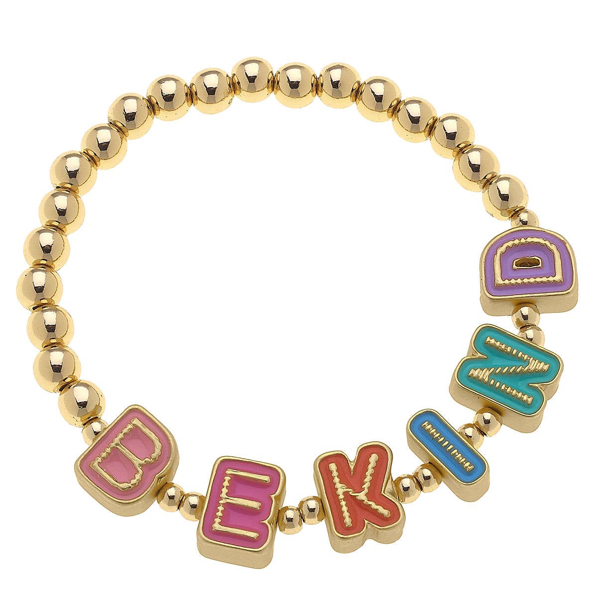 Kids Stretch Bracelet in Multicolor | 3 Choices Charm Letter Word Phrases