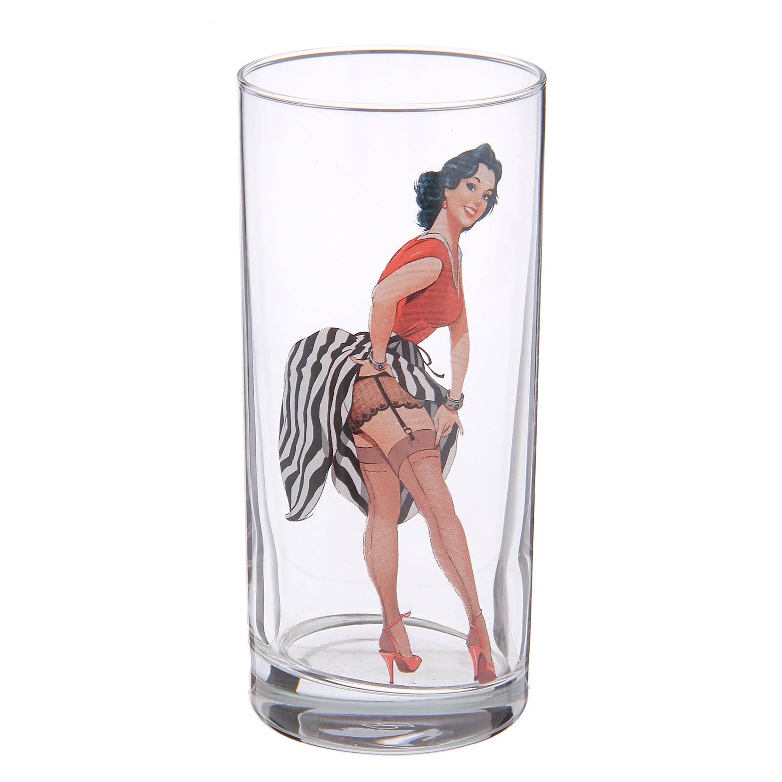 Kischy Pin-up Girls Cocktail Glasses Set of 6 | Retro Ladies Glass Drinkware | 9.5 oz