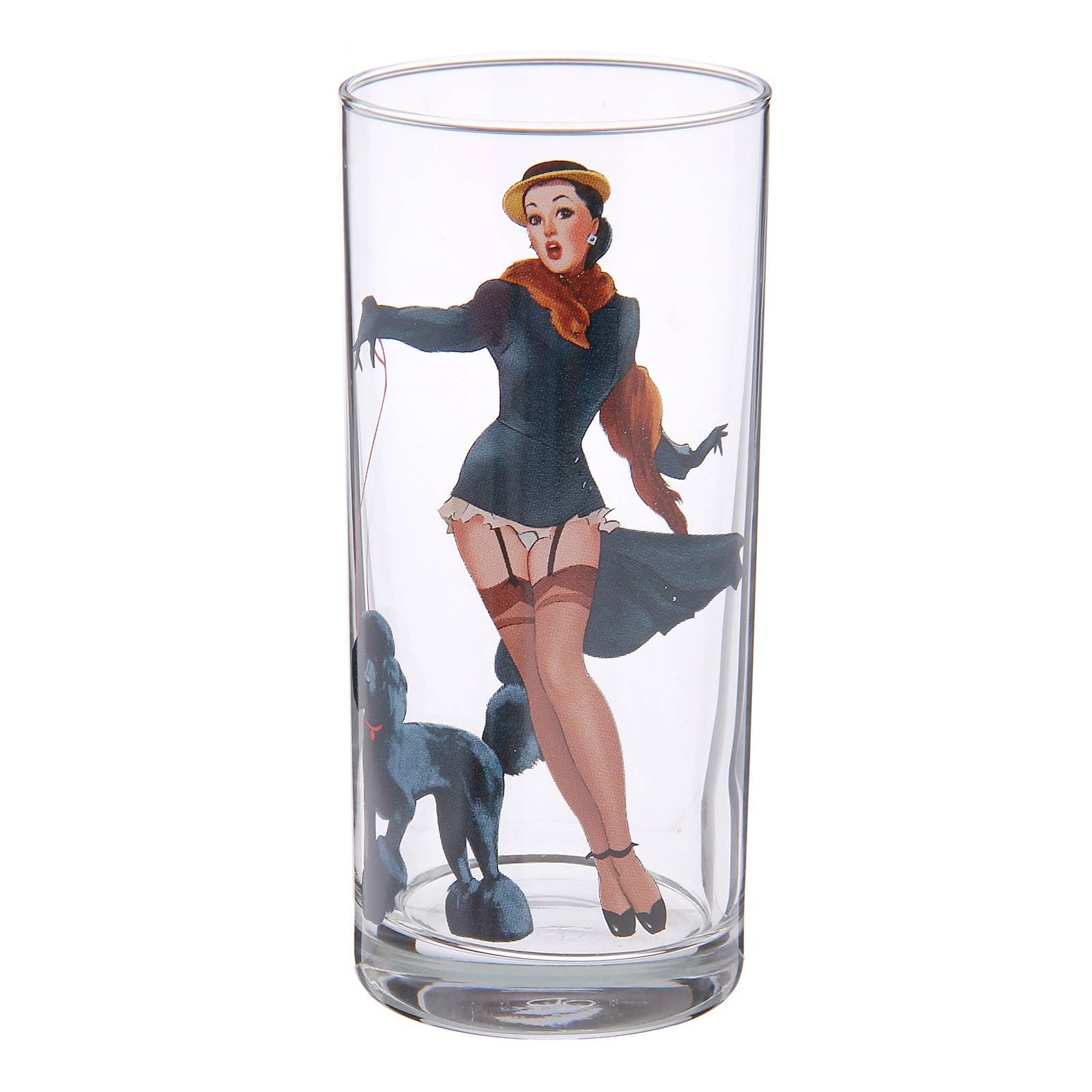 Kischy Pin-up Girls Cocktail Glasses Set of 6 | Retro Ladies Glass Drinkware | 9.5 oz