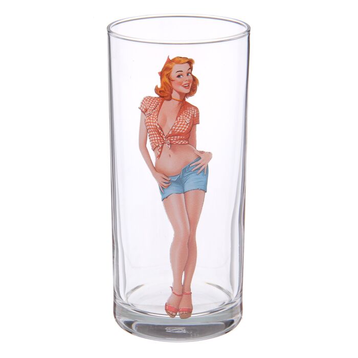 Kischy Pin-up Girls Cocktail Glasses Set of 6 | Retro Ladies Glass Drinkware | 9.5 oz