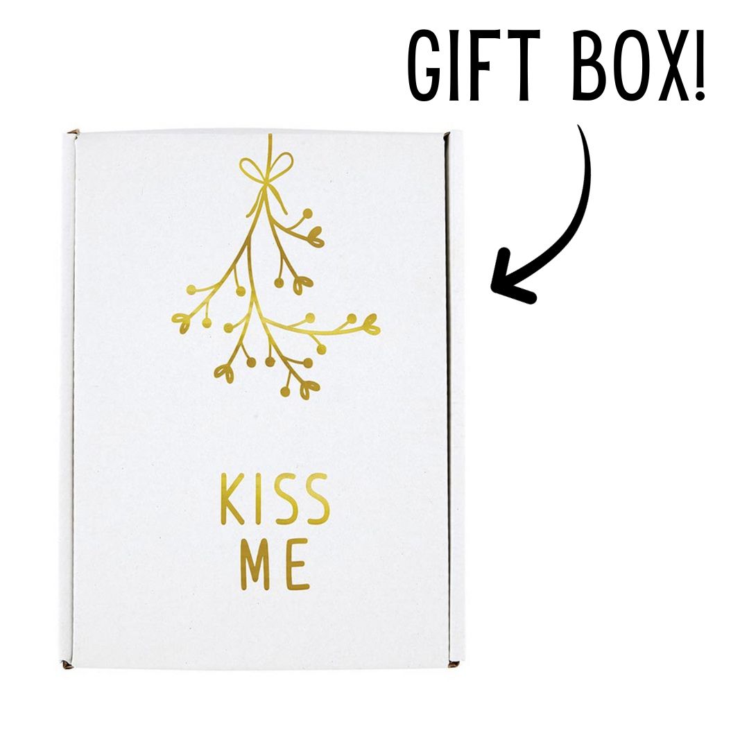 Kiss Me Mistletoe Holiday Kitchen Tea Towel | 20" x 29" Flour Sack Towel in Gift Box