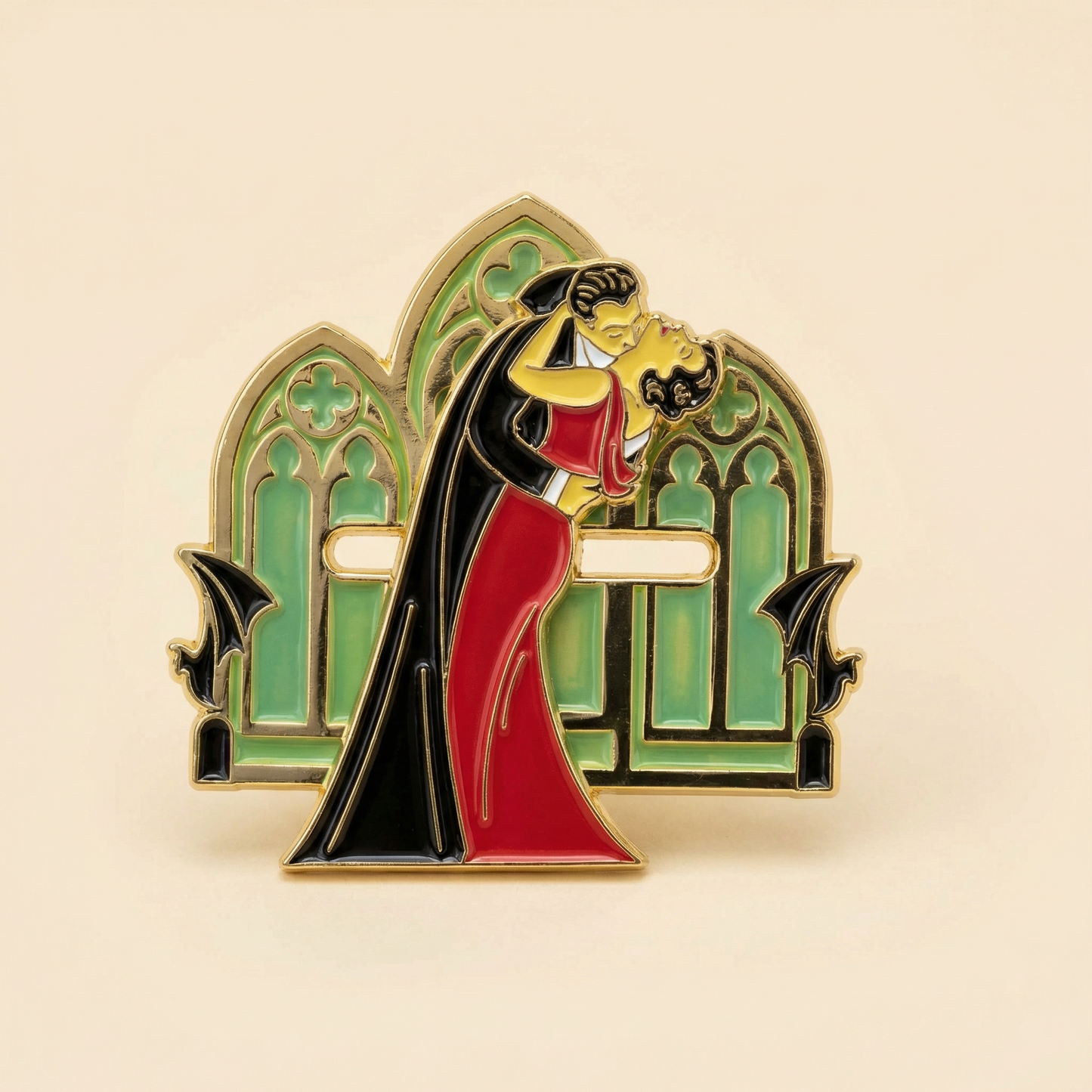 Kiss of Dracula Sliding Enamel Pin | Gothic Vampire Interactive Pin