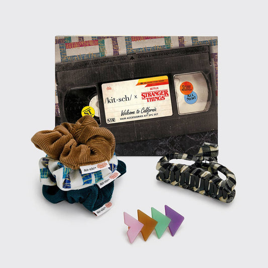 Kitsch x Stranger Things Welcome to California Hair Accessories Kit | 5 Piece Set in VHS Box Gift Packaging