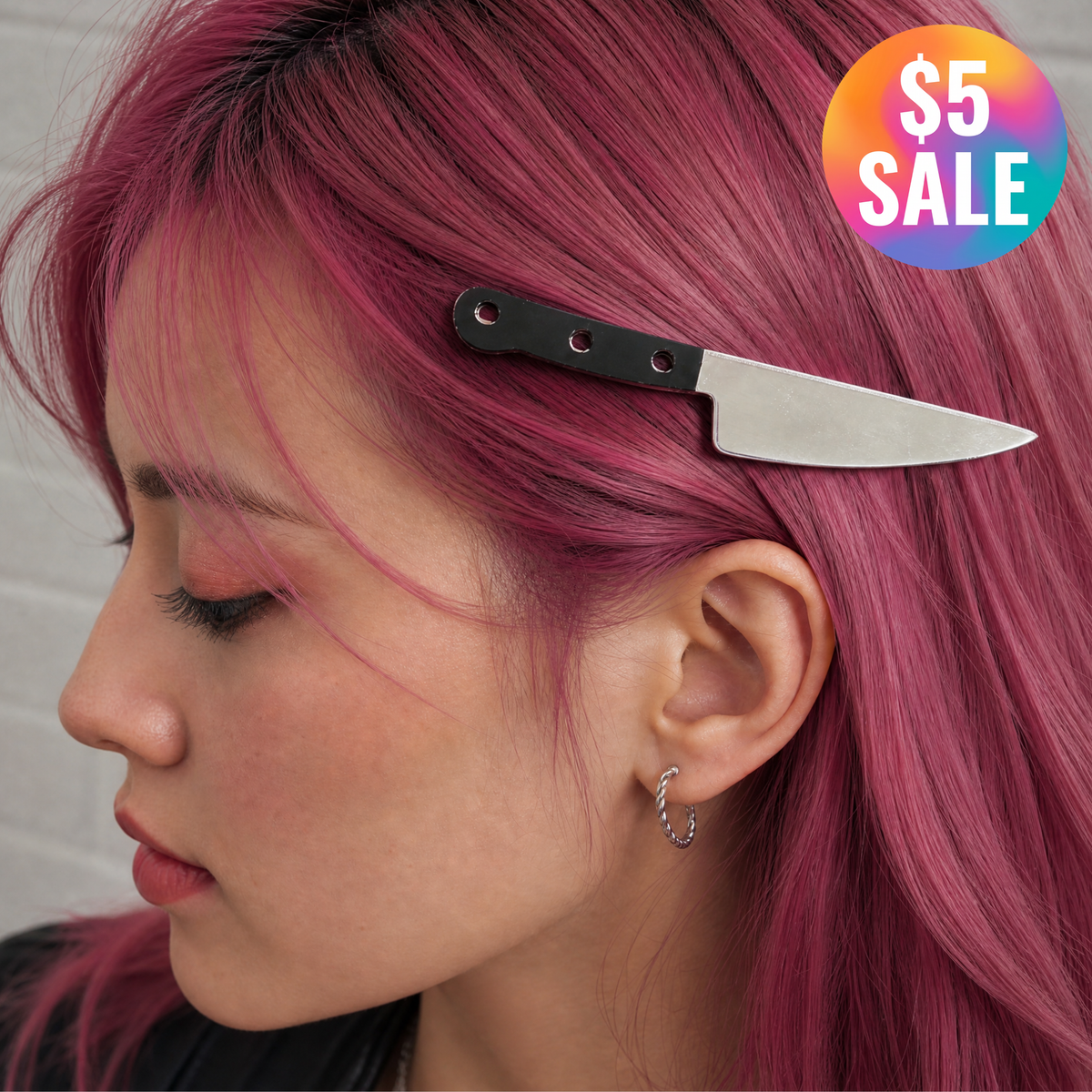 Knife Barrette Hair Clip | 5" Acrylic | Knifecore Hair Accessory-Paper & Quartz-The Bullish Store