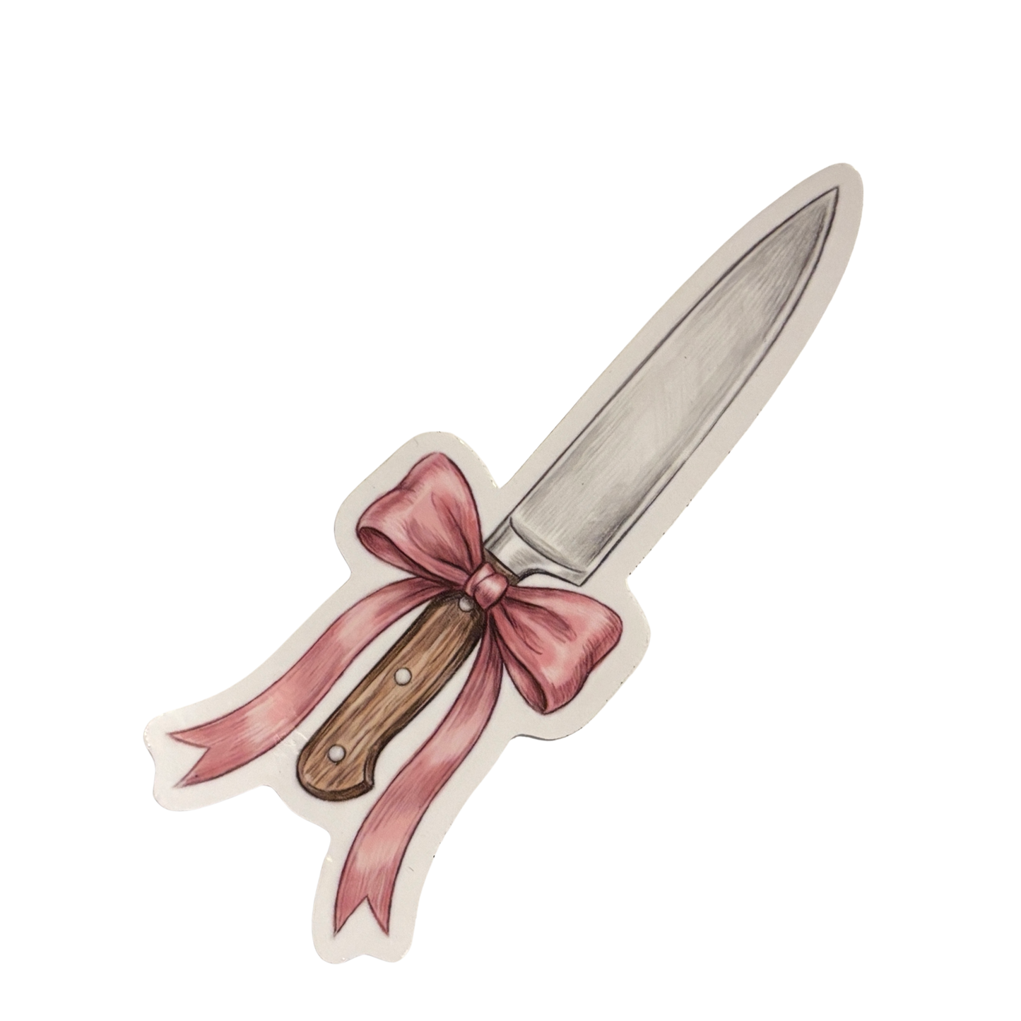 Knife with Pink Bow Die Cut Sticker | Knifecore Coquette | 4.1" x 1.5"