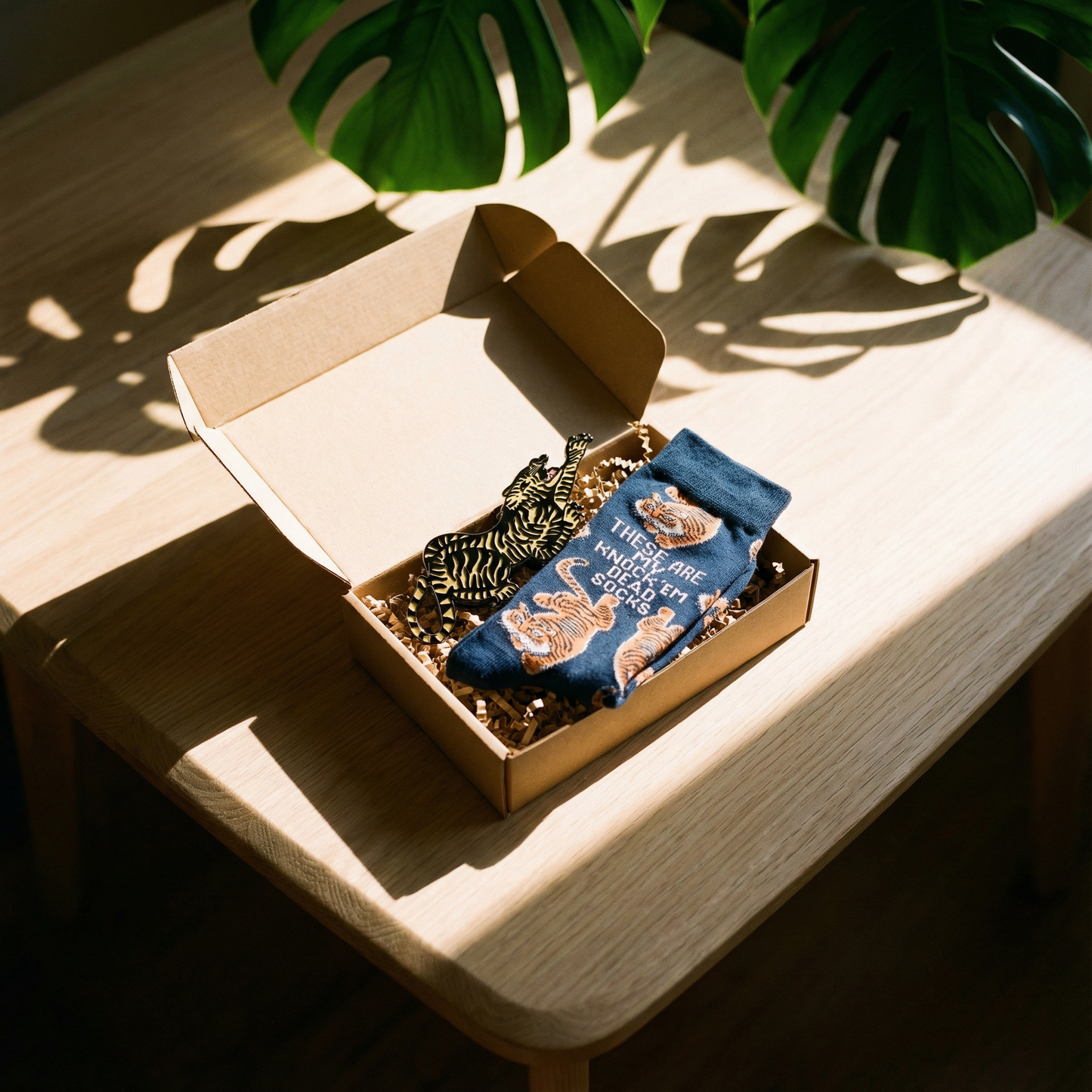 Knock Em Dead Tiger Gift Box | Hair Claw and Socks Giftable Bundle