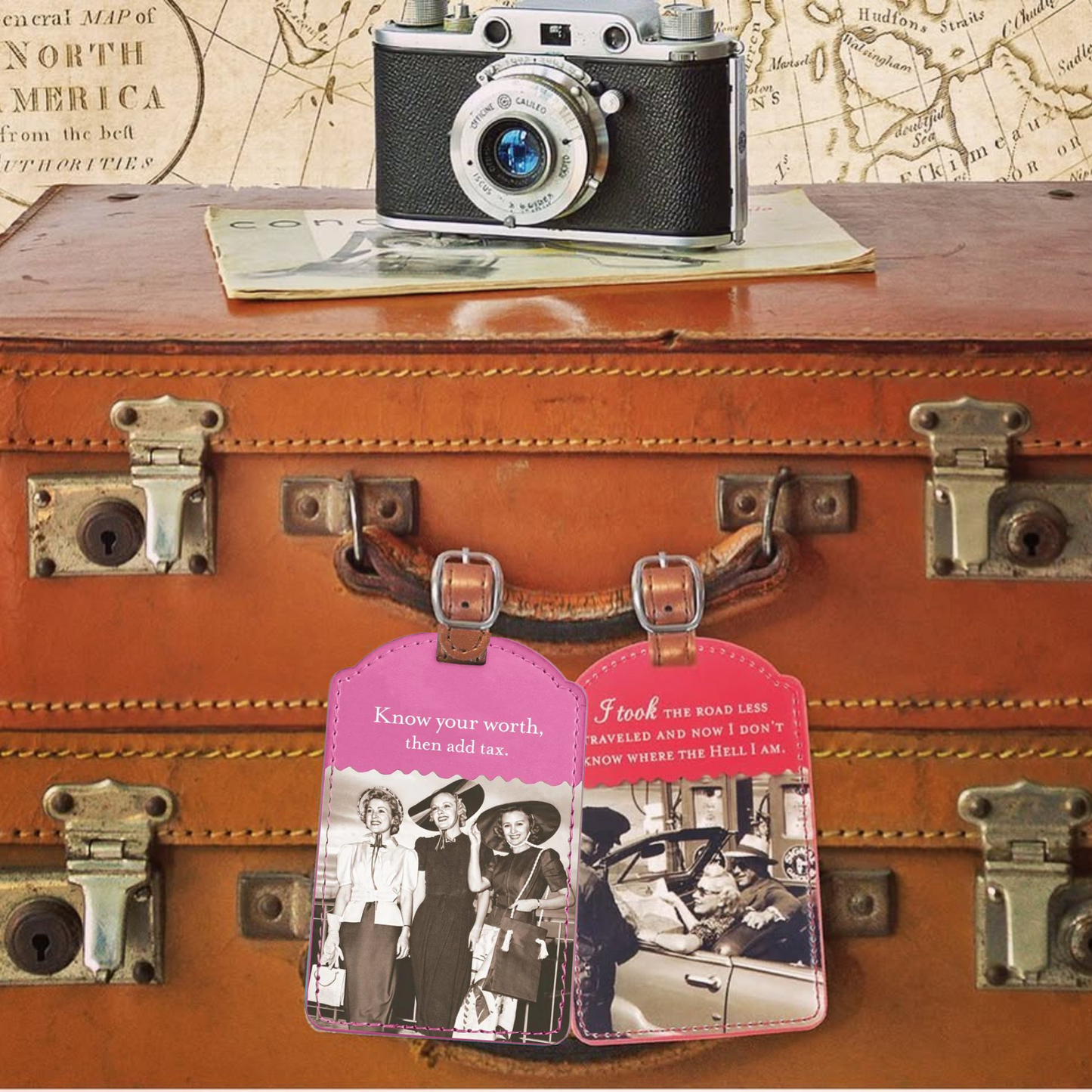 Know Your Worth Then Add Tax Luggage Tag in Lilac | Leatherette Bag Tag | Chic Travel Gift