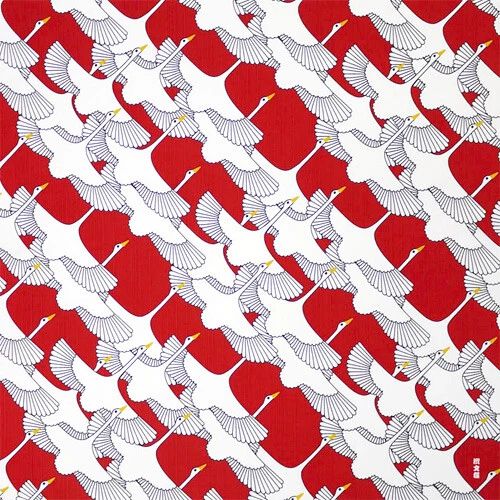 Kofu Shukuzuru Red Bento Wrapping Cloth | Japanese Furoshiki Fabric Gift Wrapping |19.68" x 19.68"