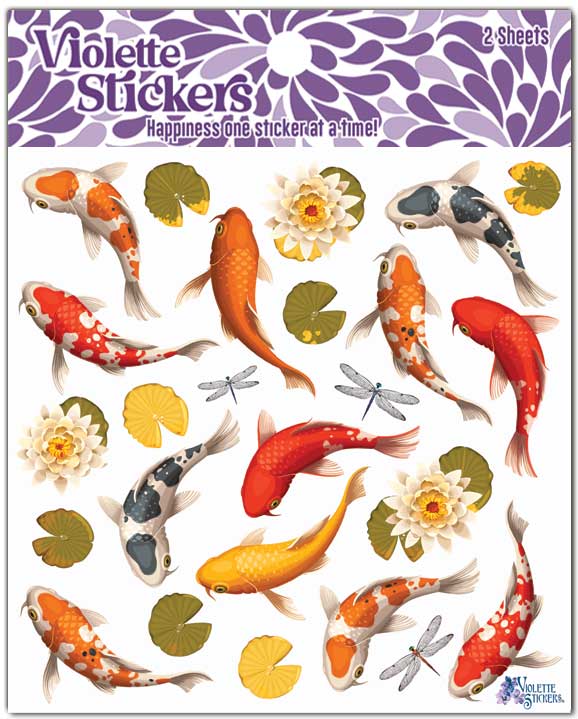 Koi Fish Stickers | 4" x 4" Stickers | 2 Sheets