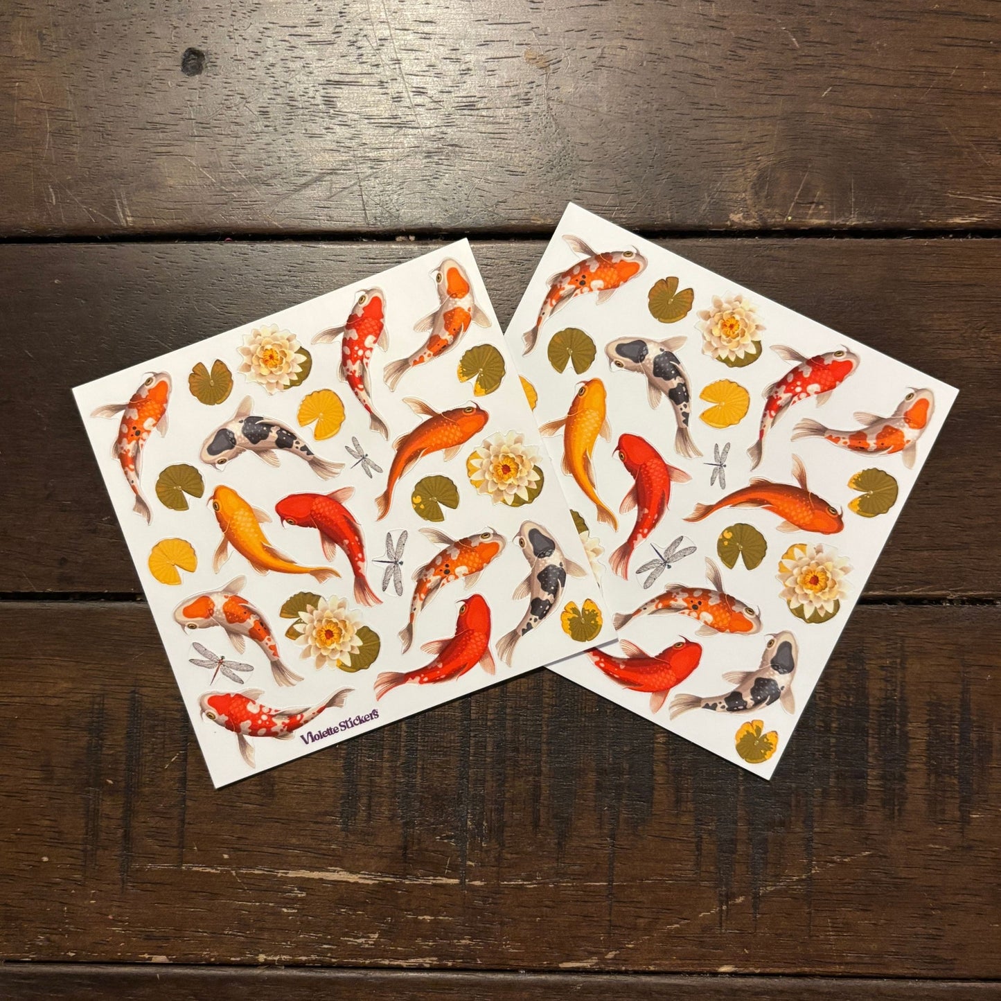 Koi Fish Stickers | 4" x 4" Stickers | 2 Sheets