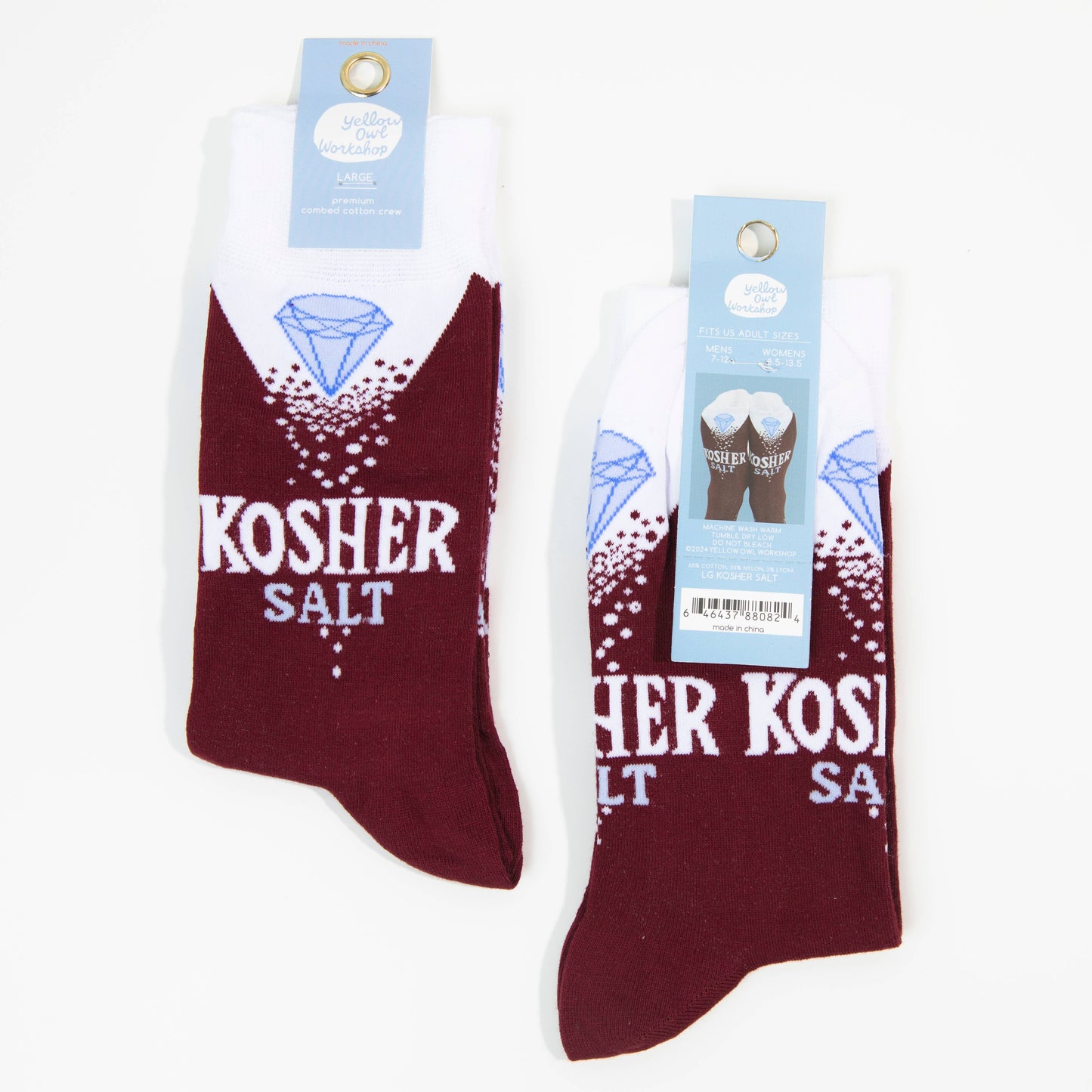 Kosher Salt Large Crew Socks – Fun Foodie Socks | Culinary Gift | Men's Sizing
