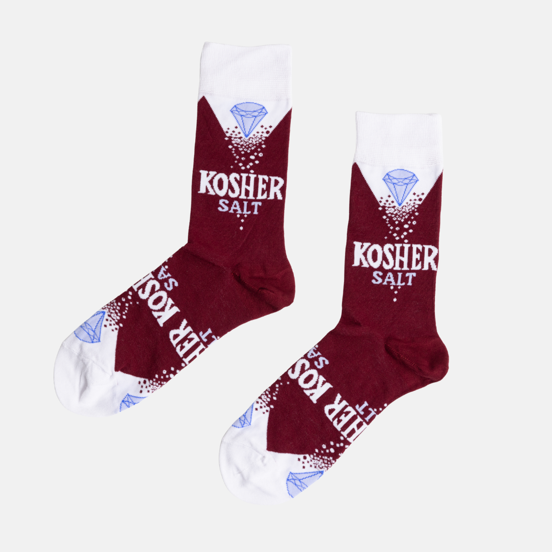 Kosher Salt Large Crew Socks – Fun Foodie Socks | Culinary Gift | Men's Sizing
