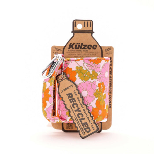 Külzee Can Handle Cooler | Recycled rPET | Floral Red Pink Insulated Beverage Holder