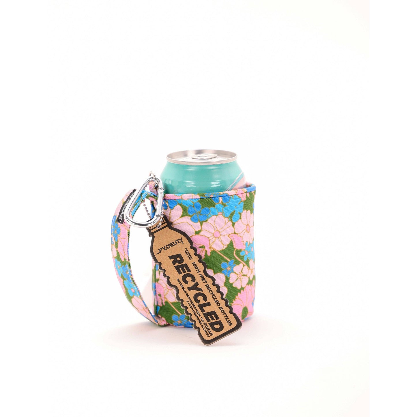 Külzee Floral Pink Blue Can Handle Cooler | Recycled rPET | Insulated Beverage Holder