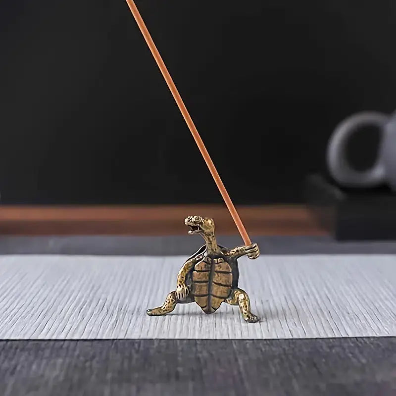 Kung Fu Turtle Incense Holder Bronze Unique Piece | Decorative Incense Stick Burner