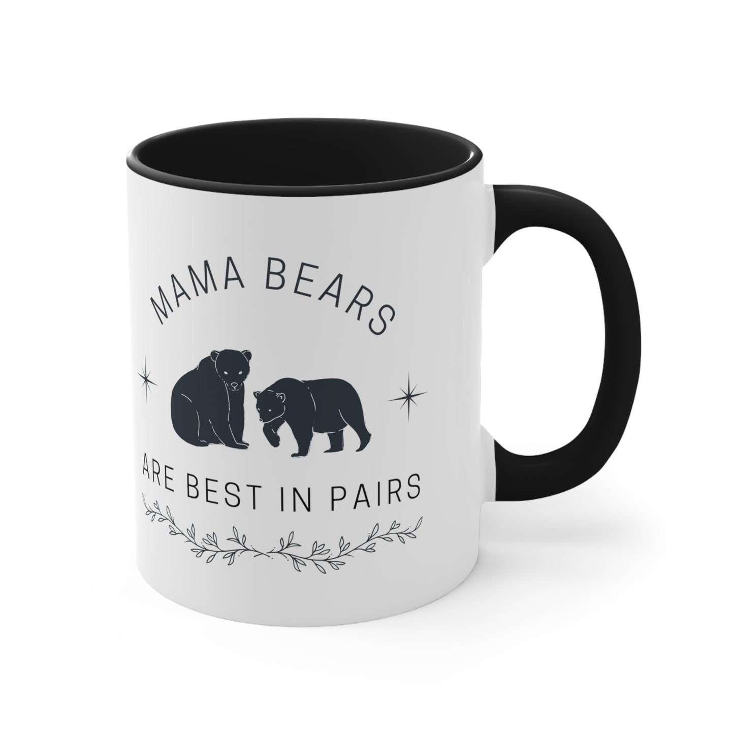 LGBT Moms "Mama Bears are Best in Pairs" Accent Coffee Mug, 11oz | Mothers Day Lesbian Moms LGBTQ Pride