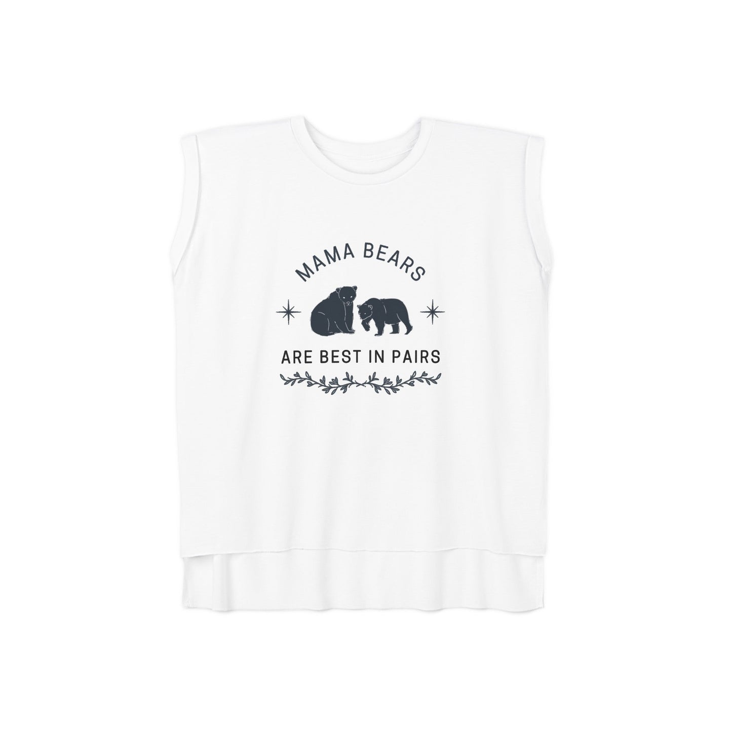 LGBT Pride "Mama Bears are Best in Pairs" Women’s Flowy Rolled Cuffs Muscle Tee | Mothers Day Lesbian Moms LGBTQ shirt