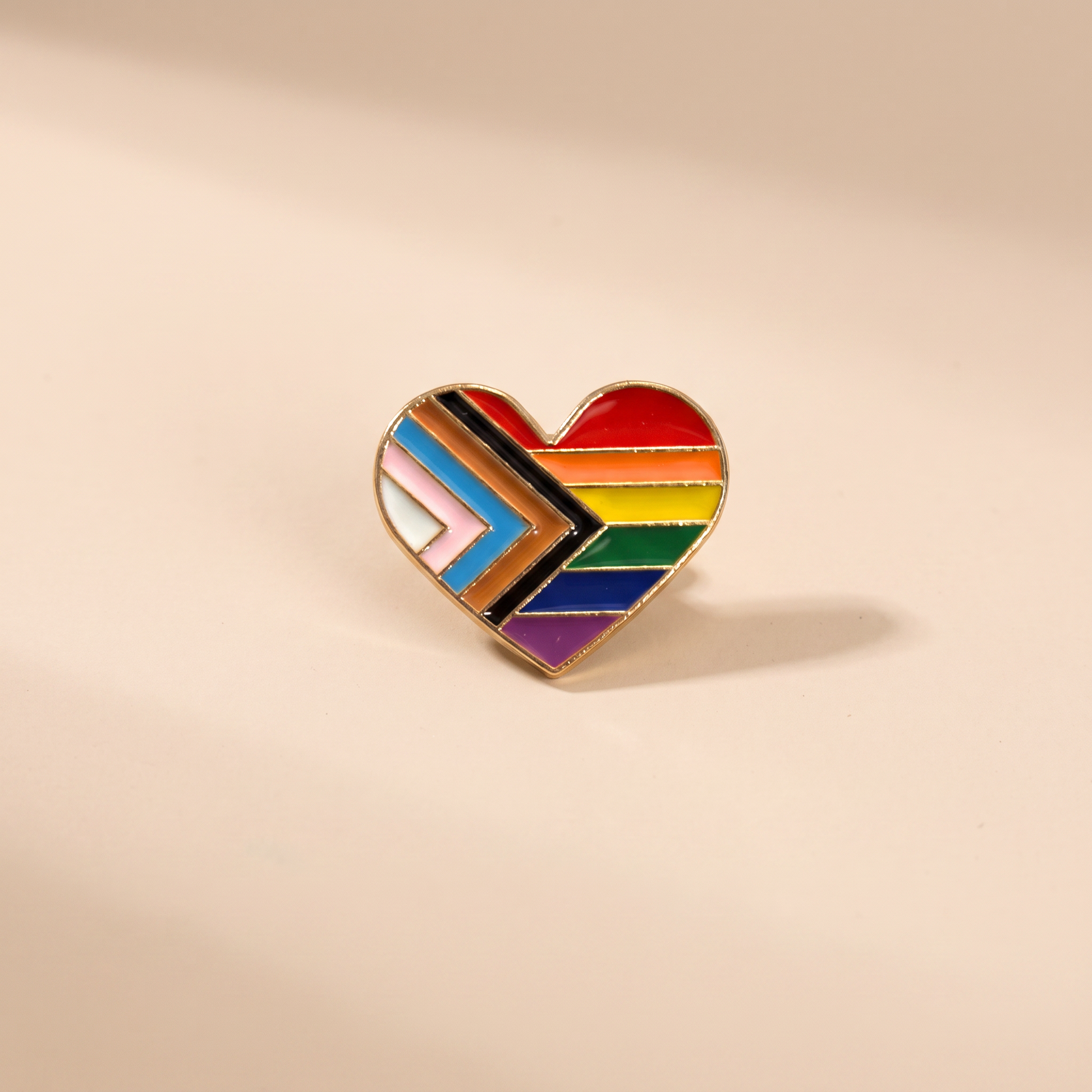 LGBTQ Progress Pride Heart Shaped Enamel Pin-Paper & Quartz-The Bullish Store