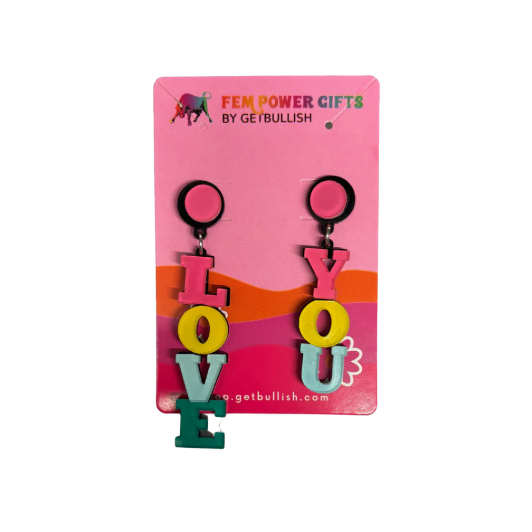 LOVE YOU Graphic Colorful Earrings | Lightweight Acrylic