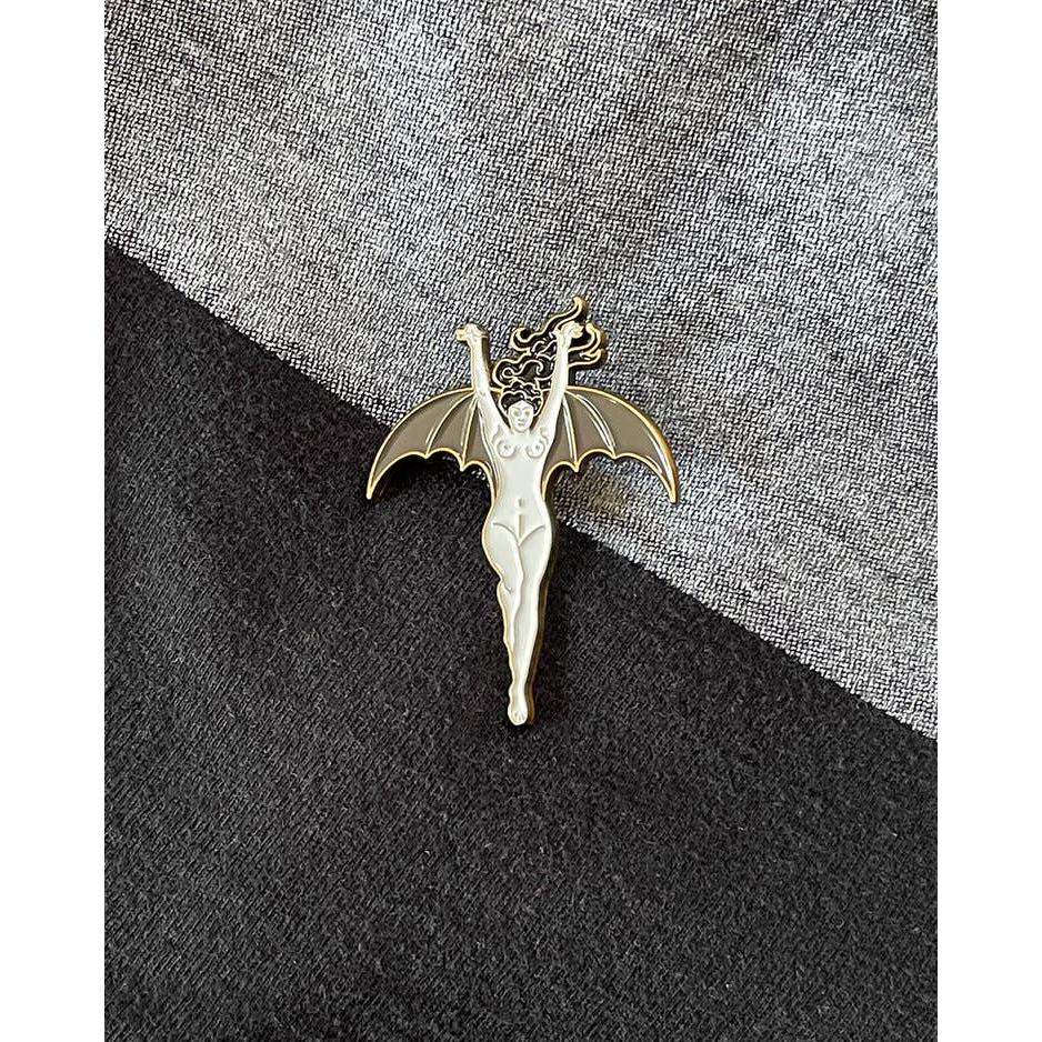 La Femme Chauve-Souris Enamel Pin | Bat Woman Soft Lapel Pin | 1.3" x 1.76"