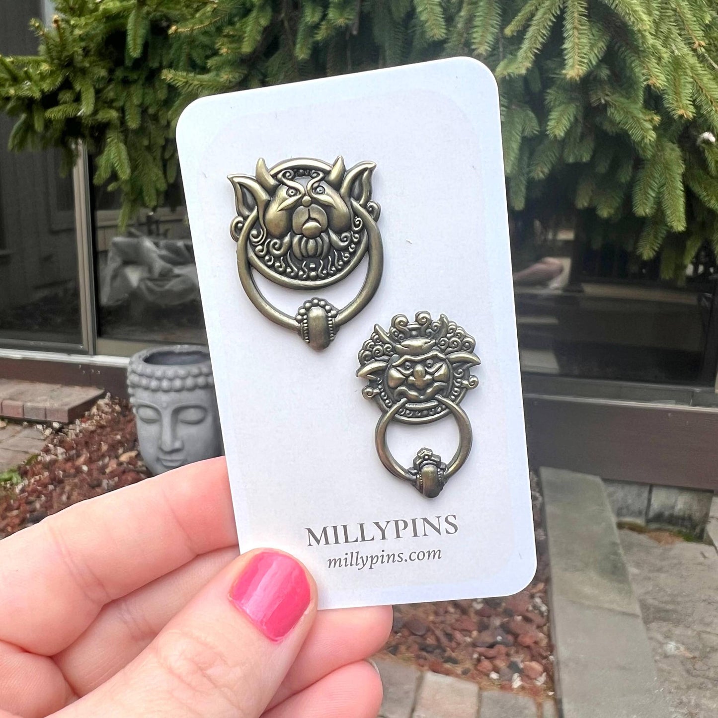 Labyrinth Door Knockers 3D Enamel Pin Set | Fantasy Movie Inspired Bronze Pins