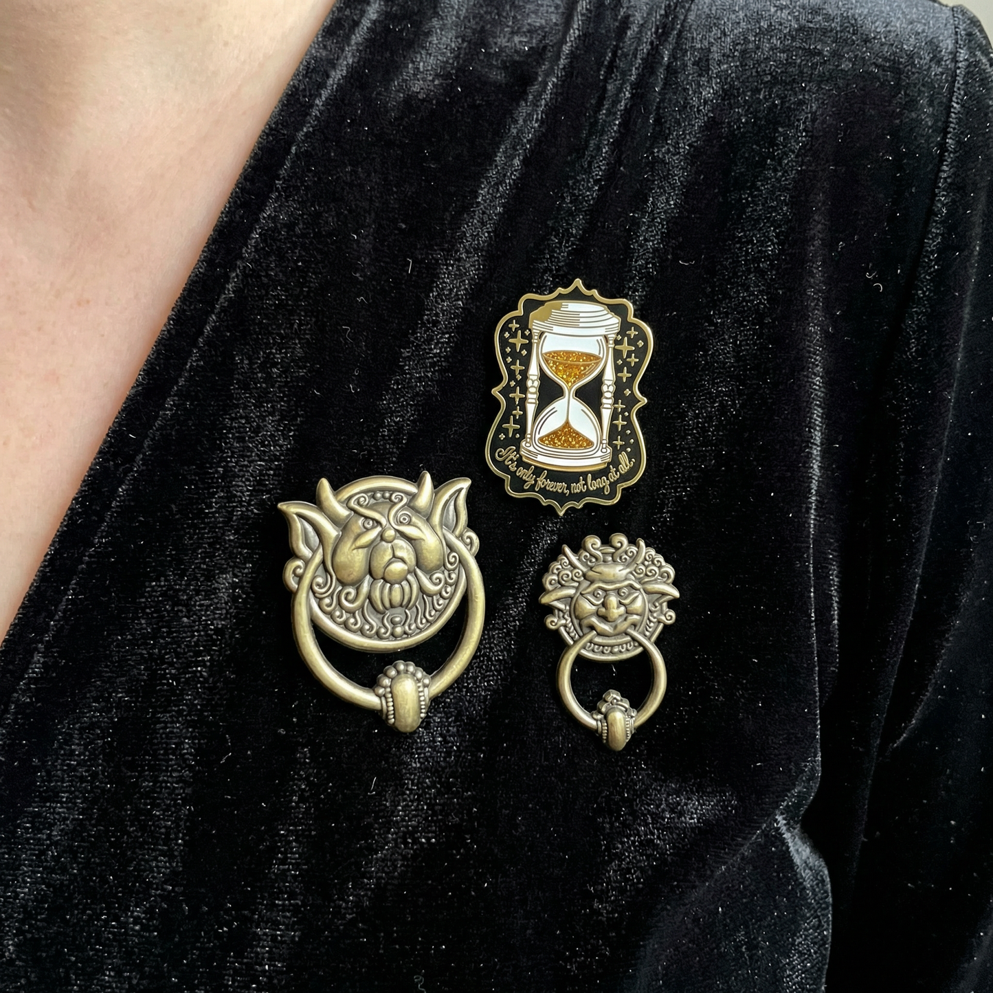 Labyrinth Door Knockers 3D Enamel Pin Set | Fantasy Movie Inspired Bronze Pins