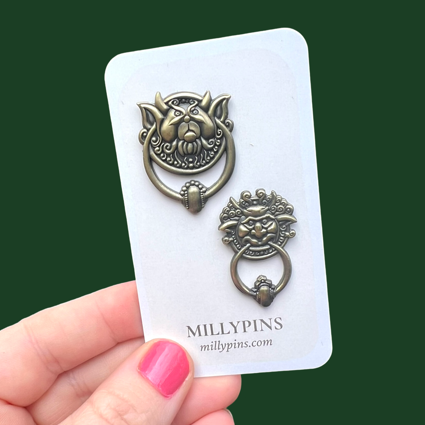 Labyrinth Door Knockers 3D Enamel Pin Set | Fantasy Movie Inspired Bronze Pins