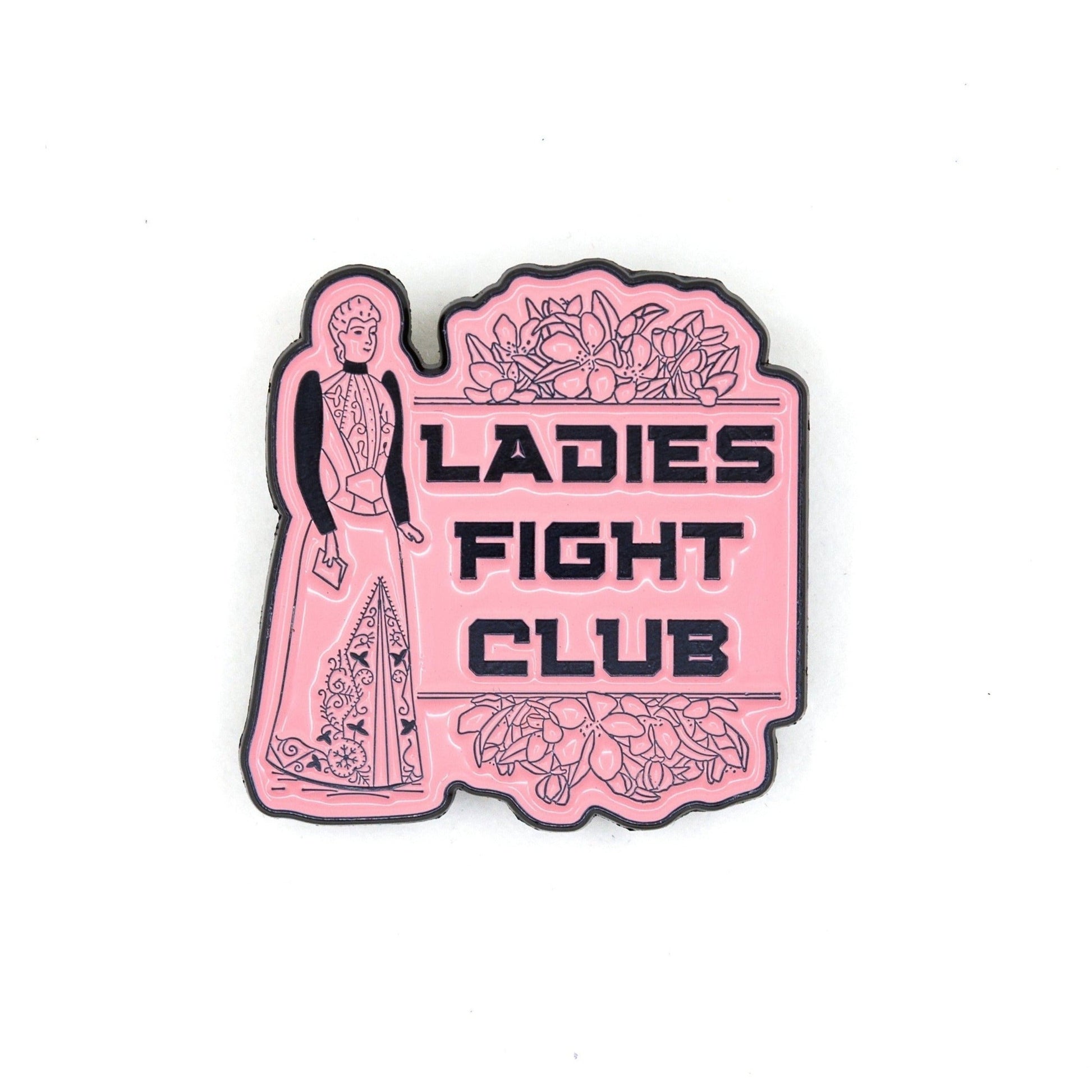Ladies Fight Club Enamel Pin Victorian Funny Lapel Pin