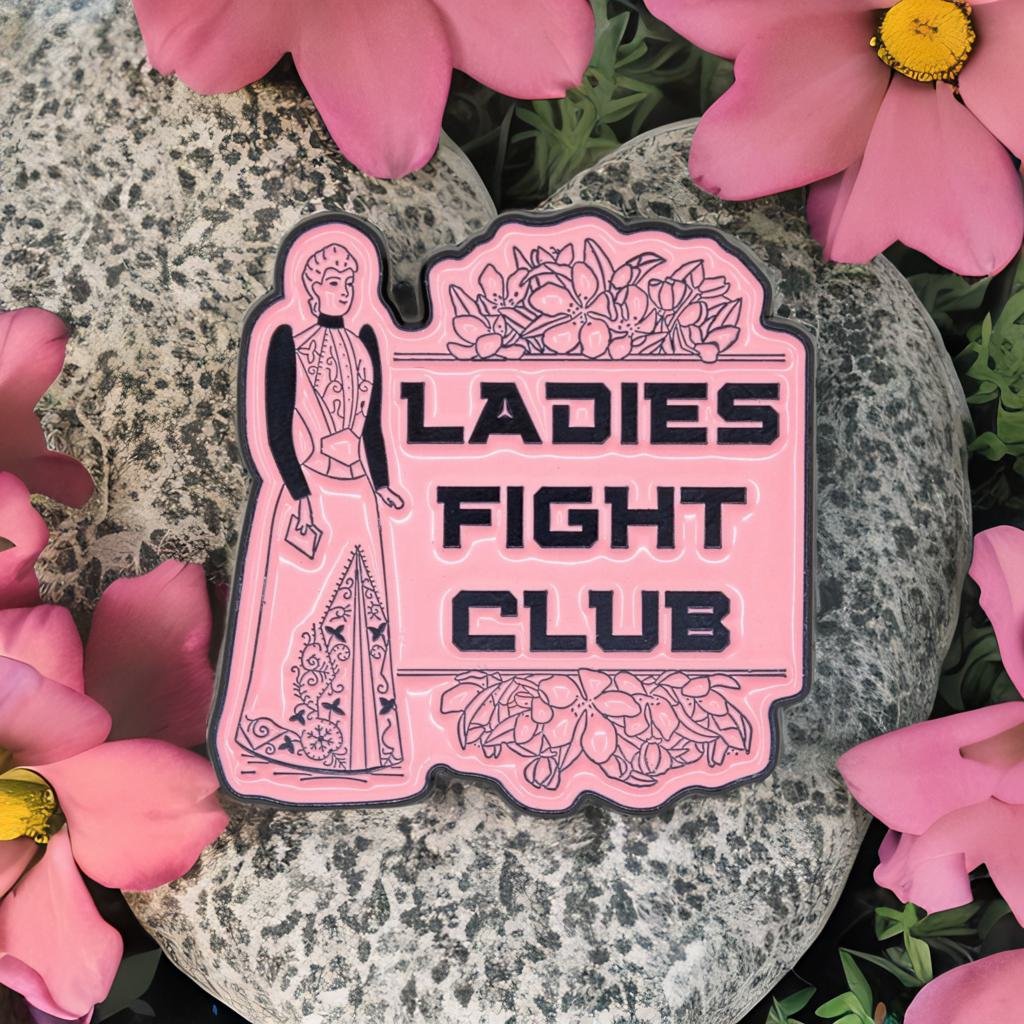 Ladies Fight Club Enamel Pin Victorian Funny Lapel Pin