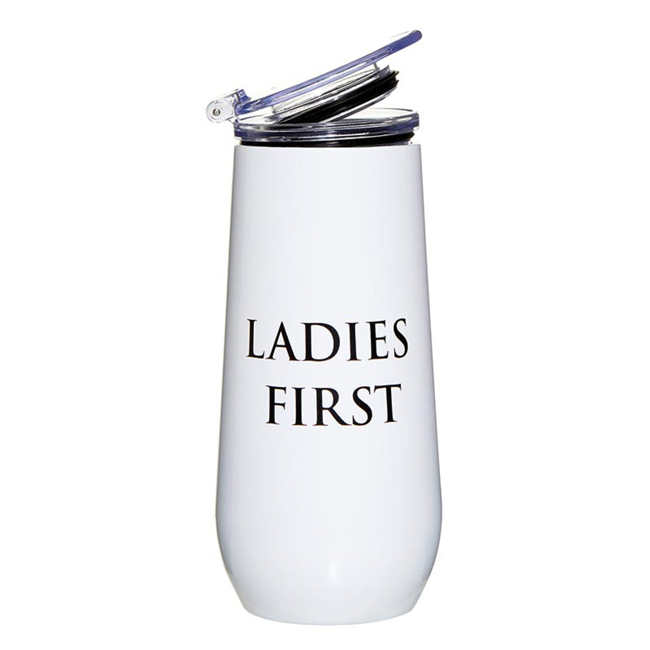 Ladies First Champagne Tumbler with Fliptop Lid | Stainless Steel Insulated Flute