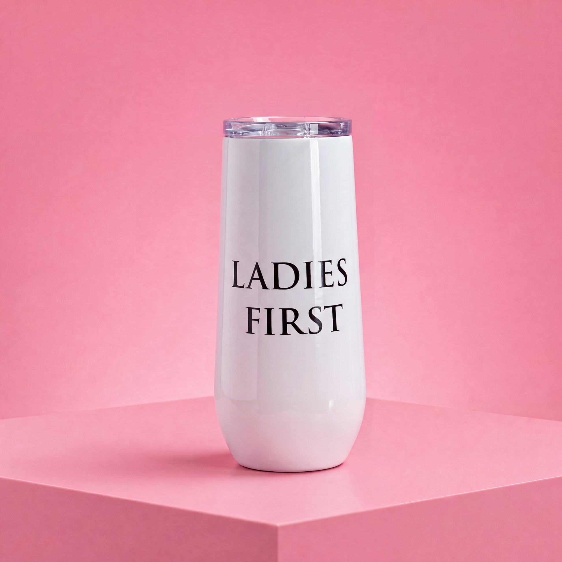 Ladies First Champagne Tumbler with Fliptop Lid | Stainless Steel Insulated Flute-Santa Barbara Design Studio-The Bullish Store