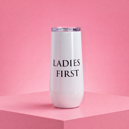 Ladies First Champagne Tumbler with Fliptop Lid | Stainless Steel Insulated Flute-Santa Barbara Design Studio-The Bullish Store