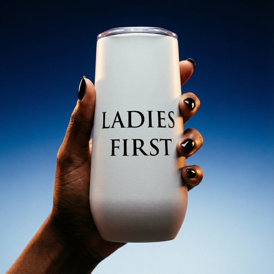 Ladies First Champagne Tumbler with Fliptop Lid | Stainless Steel Insulated Flute
