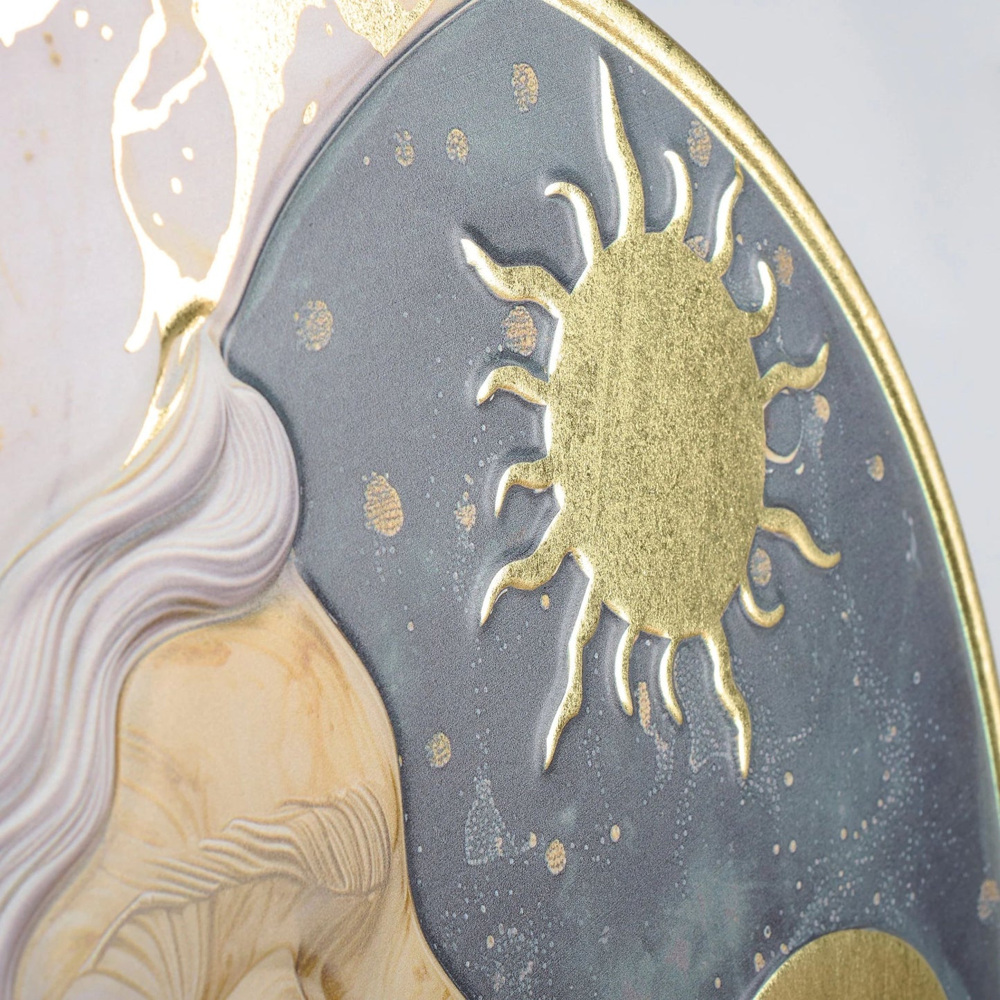 Lady Moon Wall Decor | Celestial Metal Wall Art | Gold Accent Moon Sign