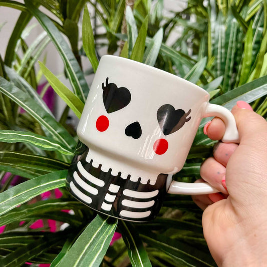 Lady Skull Cute Spooky Mug | Creepy Ceramic Tea Coffee Mug | 11 oz